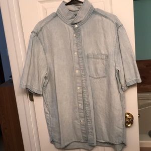 Denim short sleeve button up